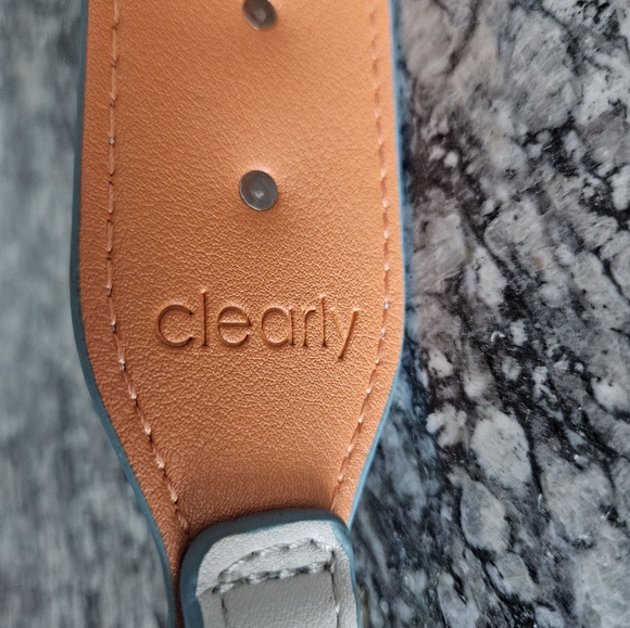 CLEARLY Light Grey Leather Strap With Multi Colored Pop Detail And Gold Hardware - Picture 11 of 11